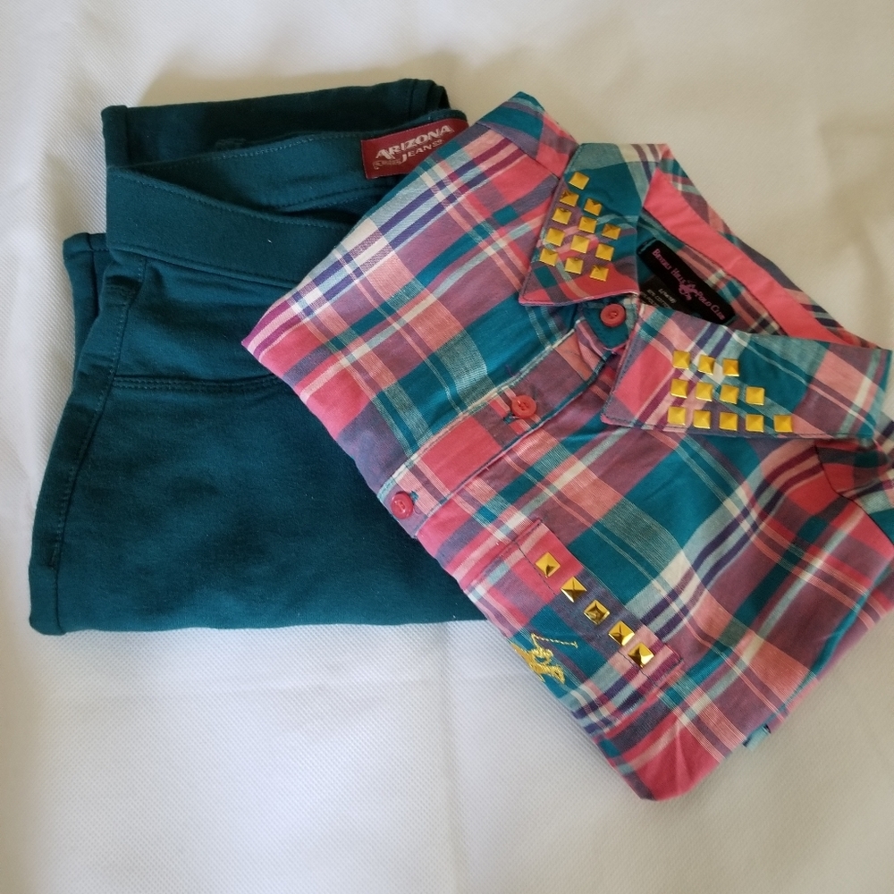 Girl Arizona Legging Jean and Plead Shirt